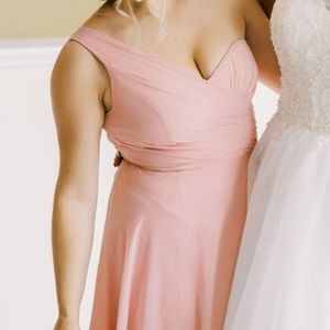 David’s Bridal one-shoulder chiffon bridesmaid dress